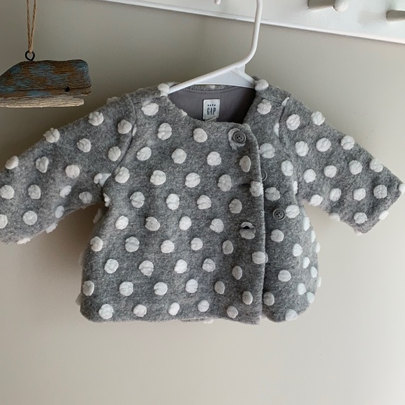 GAP Other - Baby Gap girls 3-6 month gray polka dot coat